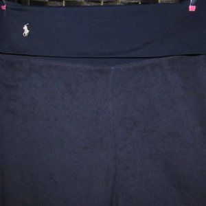 NAVY BLUE FOLD WAIST HANG PANTS-TERRY CLOTH-CROP-